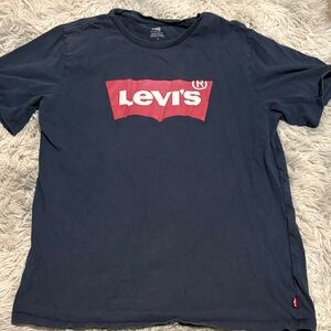 Levi's Navy Short Sleeve Tee with Red Logo Graphic